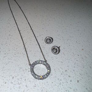Pandora silver-black necklace and earrings